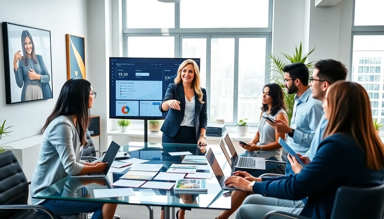 diverse professionals discussing cryptocurrency in a modern office setting.