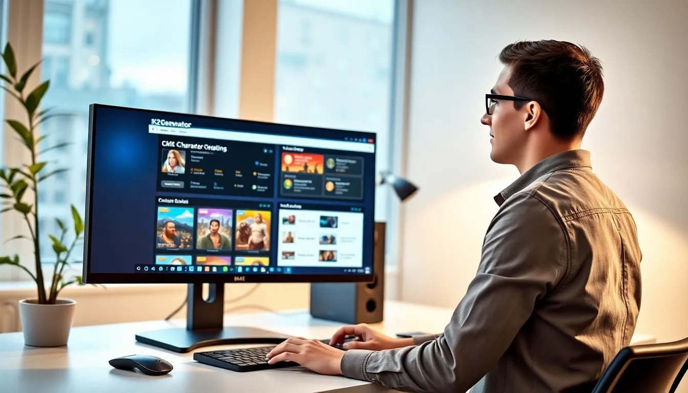 young professional using CK2Generator in a modern office.